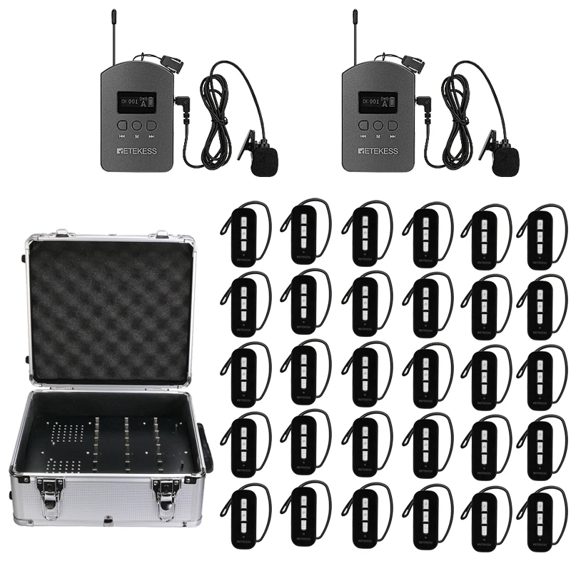 Wireless Ear-hook Tour Guide System With 32-port Charging Case Retekess TT112 TT111