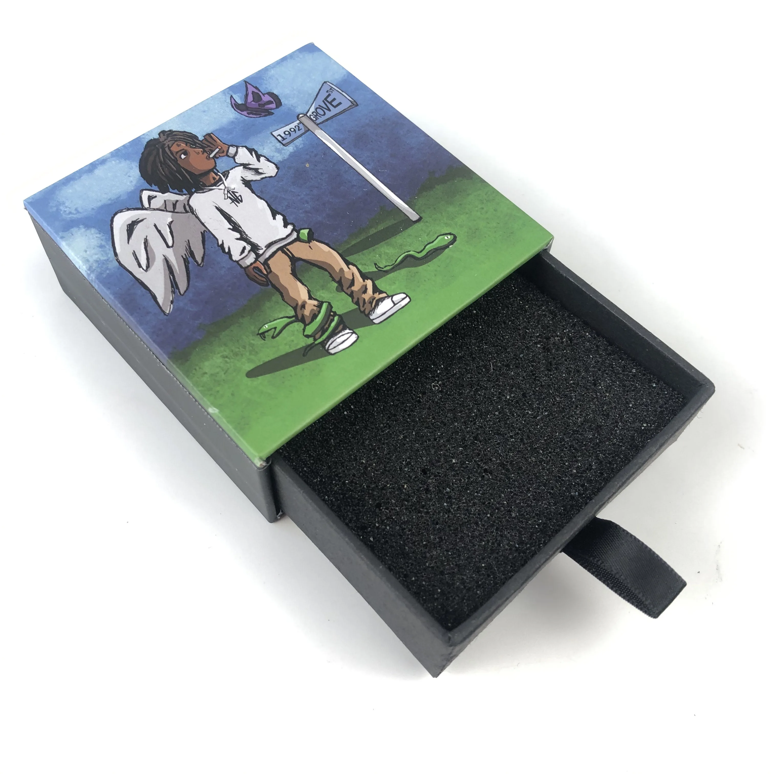 Custom logo printing OEM rigid sliding drawer box recycled black wrist watch band watch strap box paper gift packaging box