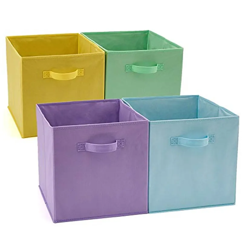 Customized Logo Non Woven Foldable Large Bedding Packaging Storage Reusable Grocery Shopping Box Bags  With Handle