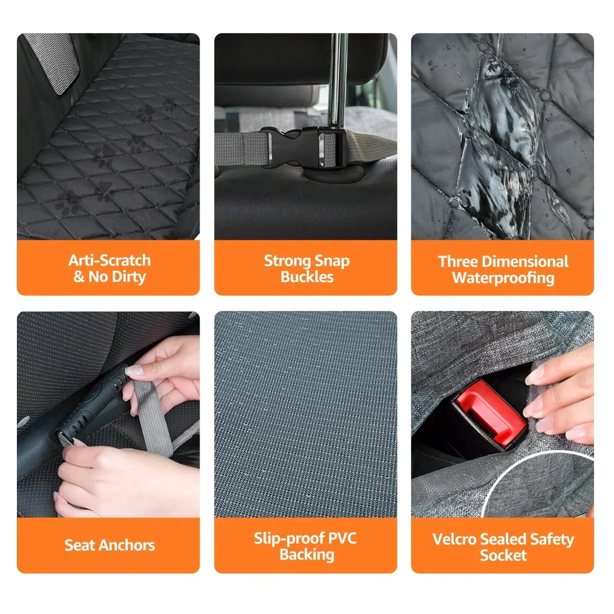 Pawise Large Storage Pocket Pet Dog Back Seat Seat Cover Nonslip Backseat Hammock Dog Travel Car Seat Cover For Car SUV Truck