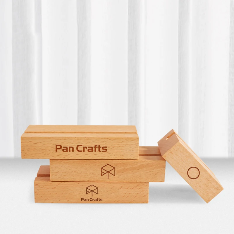 Rustic unfinished custom logo wooden card holer / gift card stand