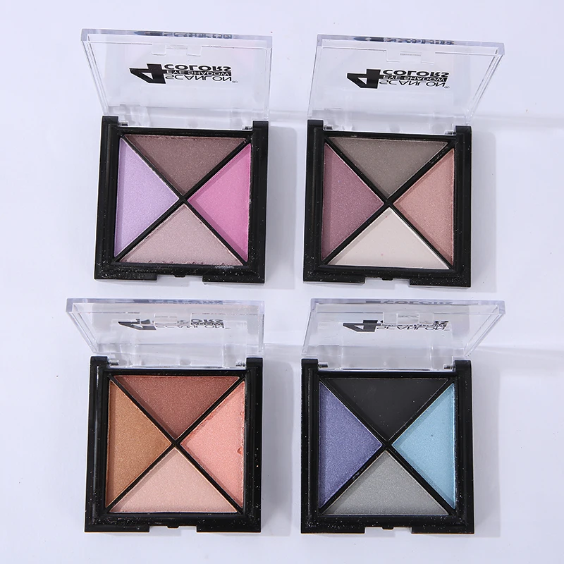 Custom Professional Eyeshadow Pigment 4 Colors Mixed Purple Muslim Vegan Mineral Eye Shade Shimmer Eyeshadow Palette OEM