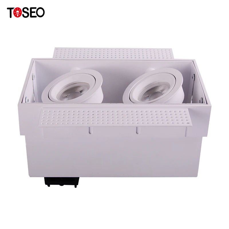 Square Cob Led  Spot Light  Double Headed Down Light White Trimless Anti Glare Downlight