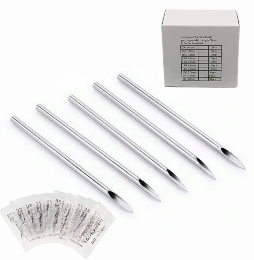 Beauty Salon Equipment Piercings Wholesale Lip Ear Nipple Nose Tool Disposable Sterilized Body Tattoo Piercing Needles