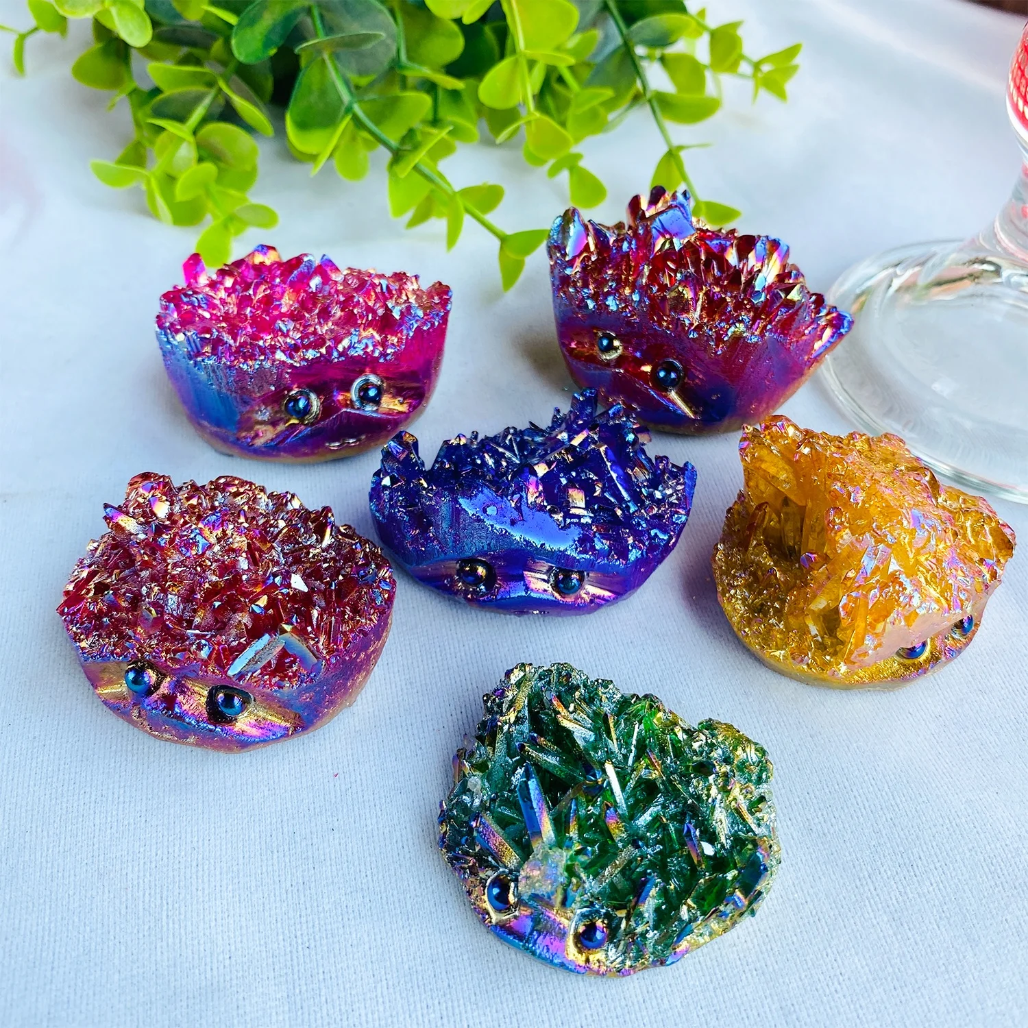 Wholesale Natural Aura Cute Small Hedgehog Crystal Cluster Original Mineral Specimen