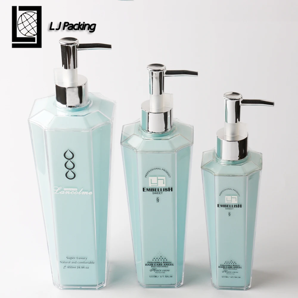 Luxury cosmetic packaging 300ml double wall plastic shampoo bottle with pump