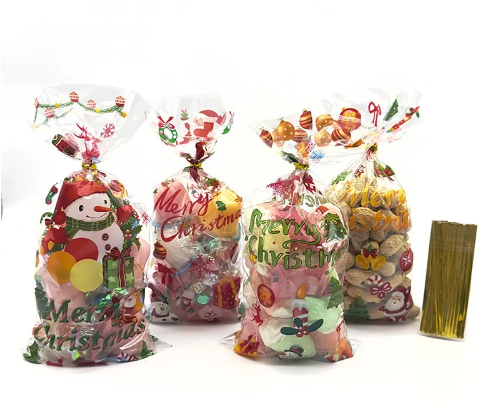 Christmas Cookie Snack Candy Bag Holiday Party Plastic Packing Bag