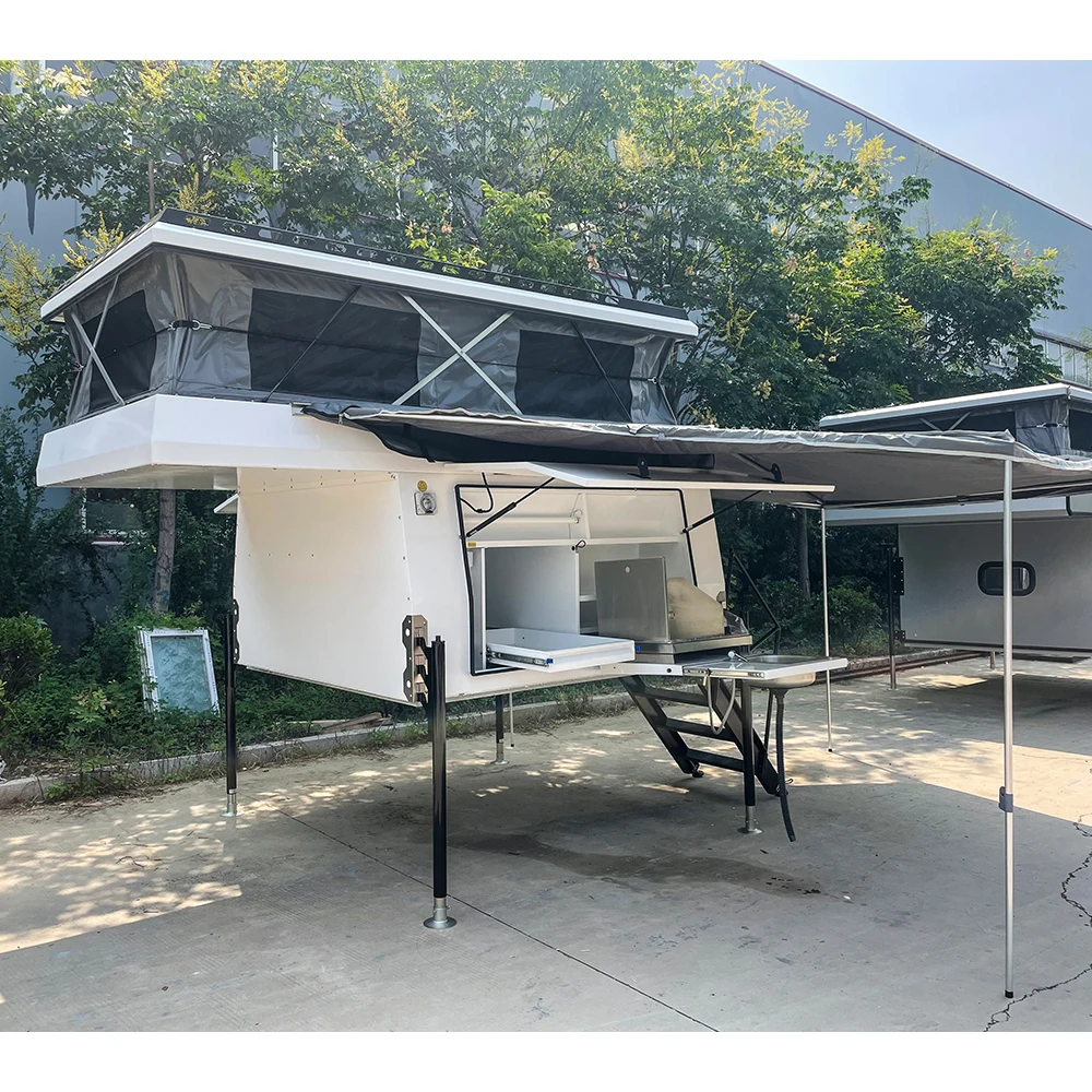 Minicaravan Off Road Tent Outdoor Camping Caravanpickup Demountable Truck Camper Travel Trailer Ute Canopy Aluminum Camper 500kg