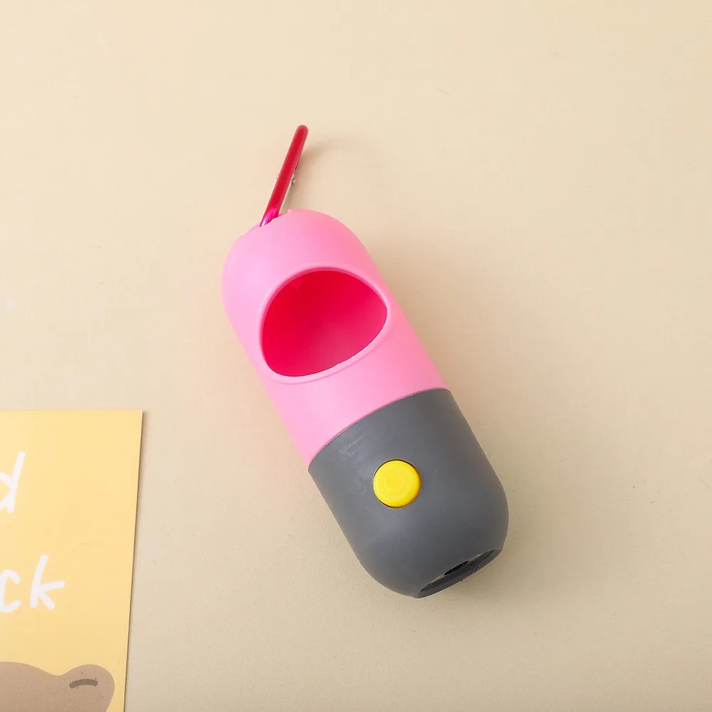 Portable Pill Capsule-Shaped LED Dog Poop Bag Dispenser Sustainable Plastic Storage Box for Pet Waste and Small Animal Waste