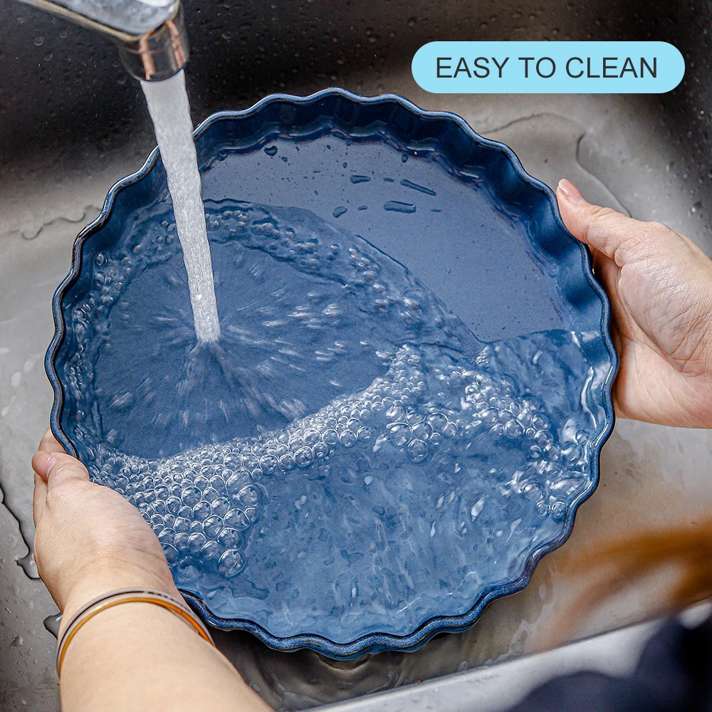 China Factory Wholesale Nordic Ceramic Round Fluted Tart Pan Easy To Clean Nonstick Quiche Pan