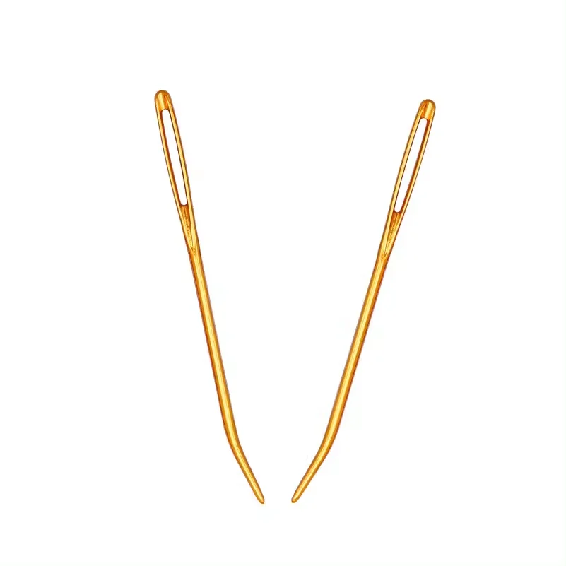 7.0cm big eye hole bent tip yarn needle blunt end aluminum metal needle for thick thread and yarn