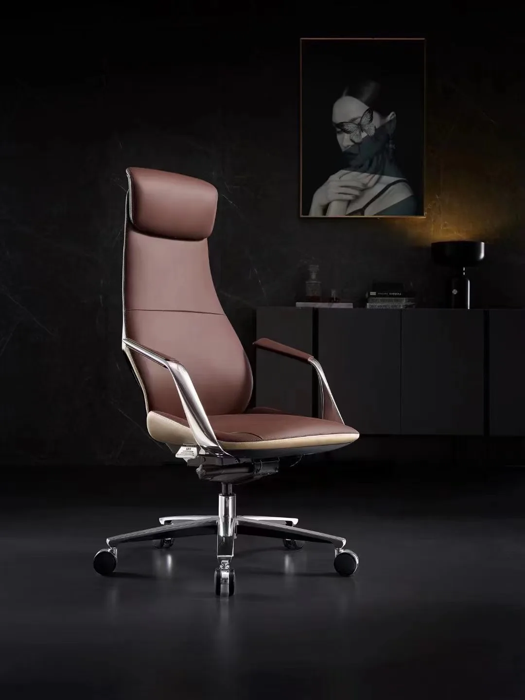 Commercial Furniture High Back Genuine Leather office chair with Luxury Design cadeira escritorio