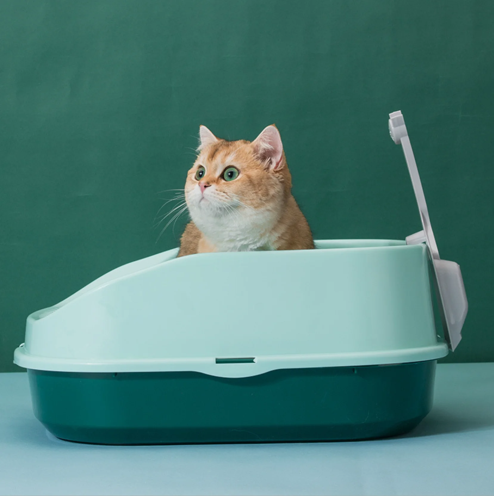 New type of cat litter basin semi closed splash proof Cat Toilet kitten poop basin small size cat litter shove