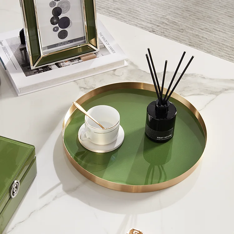 Nordic light luxury art brass tray creative hotel service tray decoration ornaments jewelry storage tray fruit tray