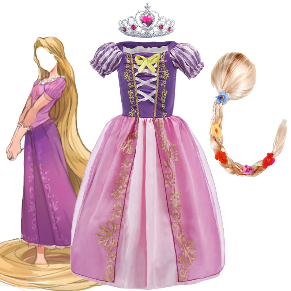 Anna Princess Girls Long Dress Costume Halloween Christmas Cosplay Anna Elsa Dress Girls Costume
