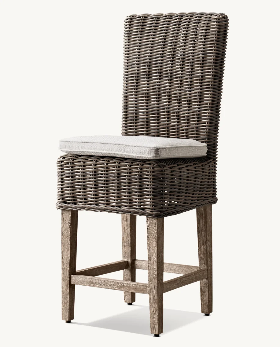 Sassanid Classic Design Garden Rattan Outdoor Furniture All-weather Handwoven Provence High Back Armless Stool