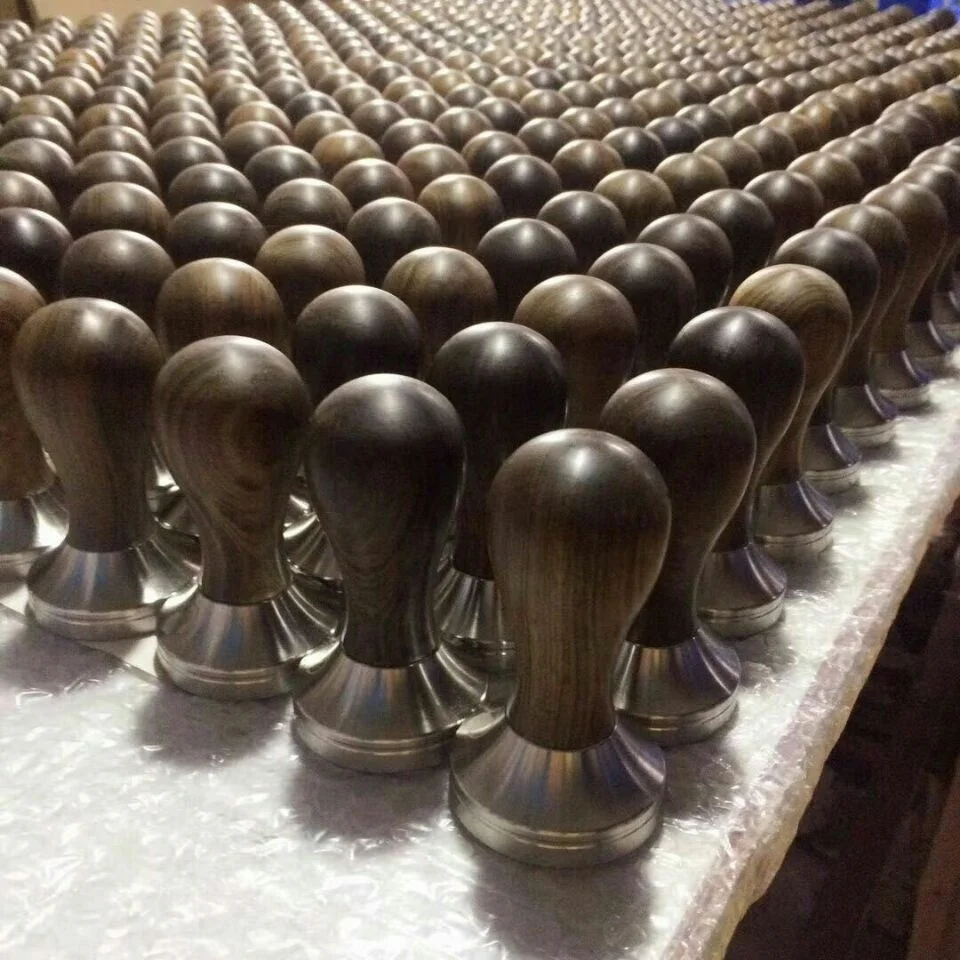 Coffee Press Tool Stainless Steel based with Solid Heavy wooden handle coffee tamper