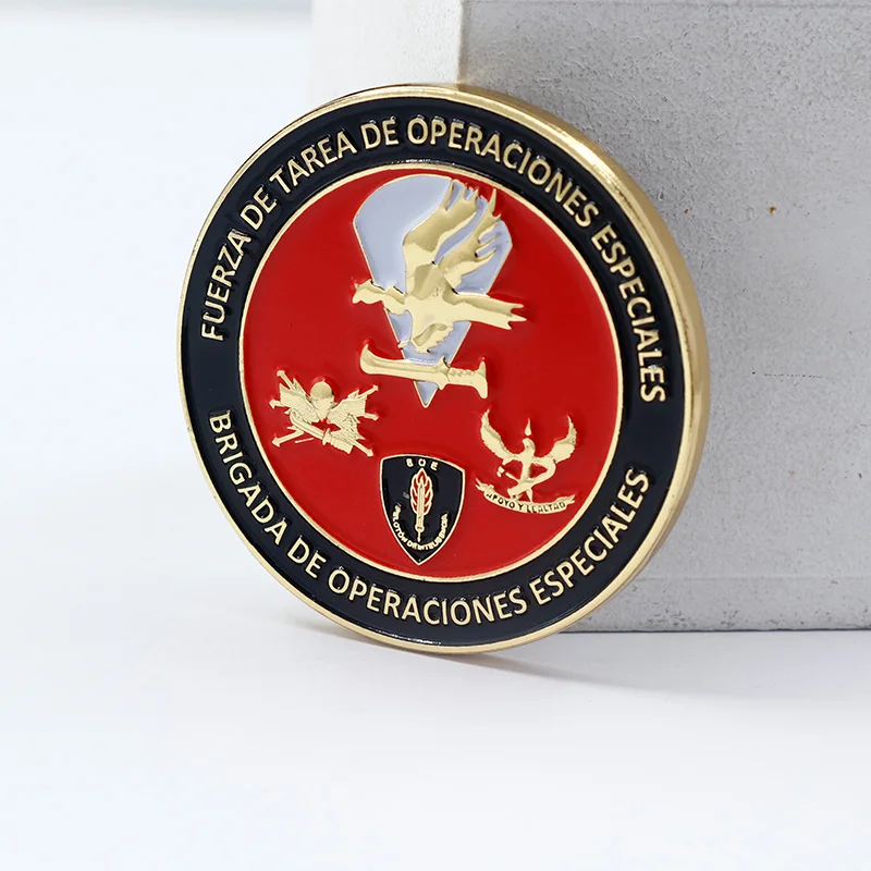 Custom Old Coin Islam Thin Blue Gold Plated Line Souvenir Stainless Steel Coin 18K Roman Statue Gold