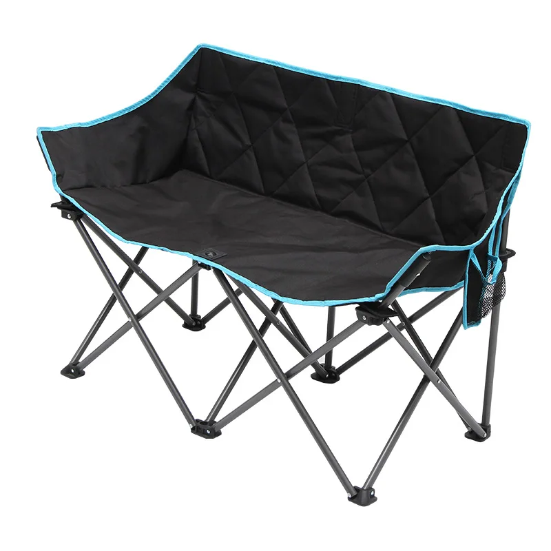 Custom Steel Frame Folding Loveseat Outdoor 2 Seater Double Folding Chair Camping Chair