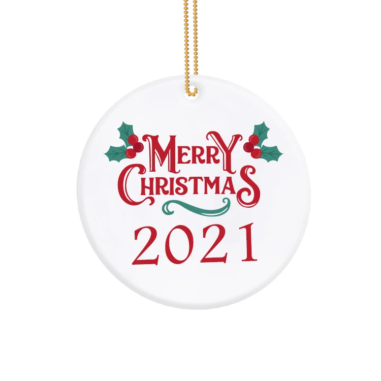 Blank Pendant Hanging Decorations Custom Sublimation Christmas Ceramic Heart Round Shape Ornament