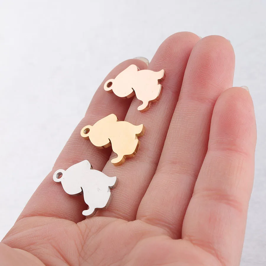 Mirror Polished Stainless Steel Puppy Pendant Cute Animal Dog Charms