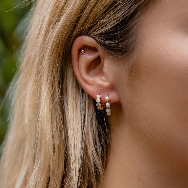 Автоклав 14k/18k s925 серебро модные свадебные туфли Украшенные жемчугом; Простой все-матч серьги в виде колец трендовые ювелирные изделия 2022