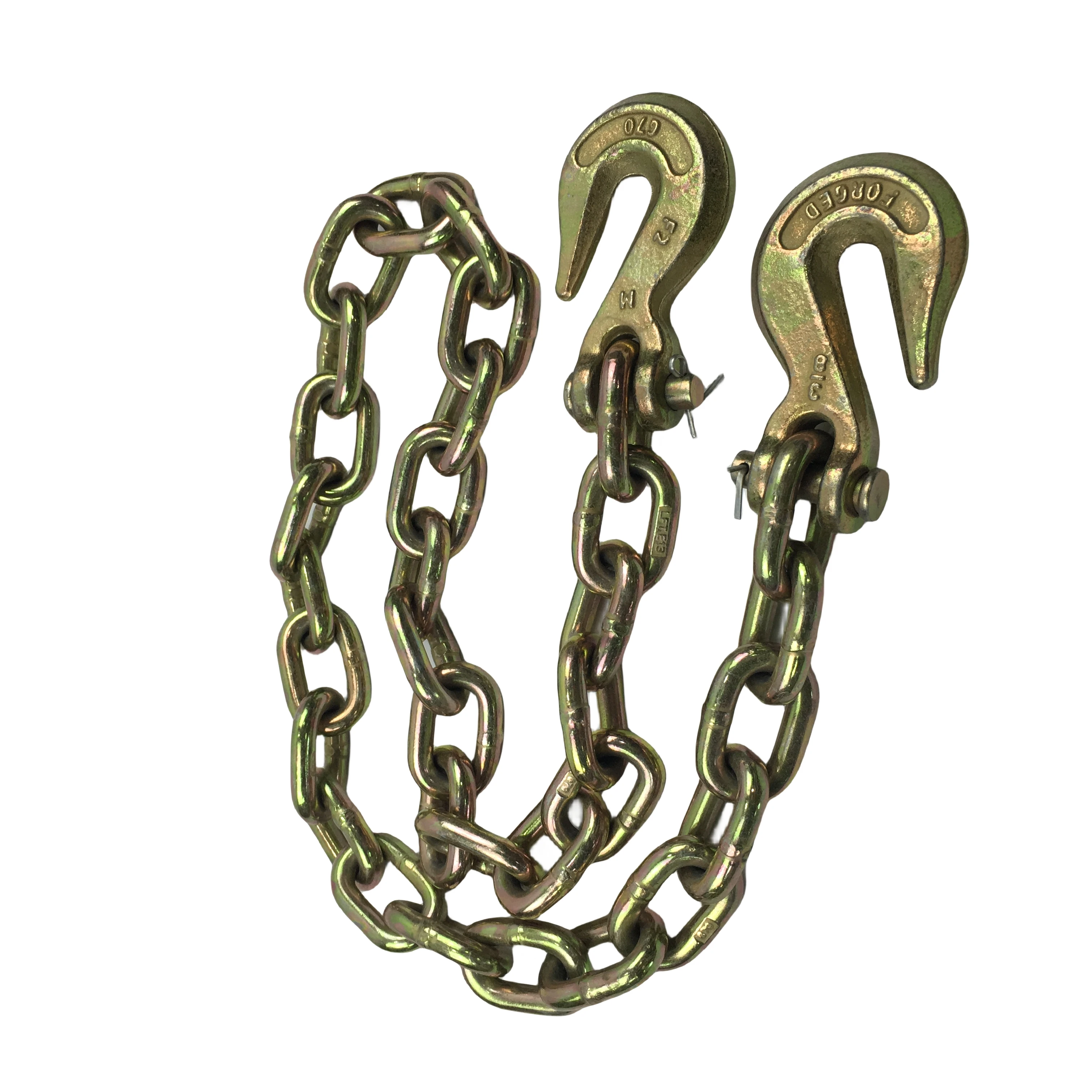 Tow Truck Chains Yellow Zinc Transport Chain G70 Tow Down Chain With Clevis Hook