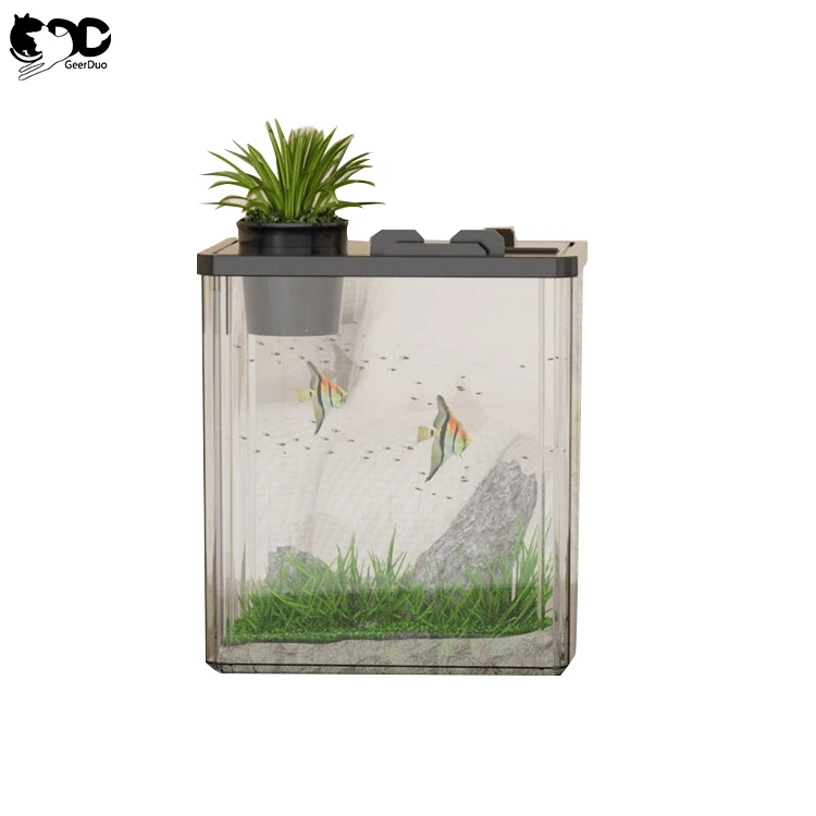 Geerduo Thickened Cylinder Body Amphibious Ecological Transparent Plastic Fish Tank Aquarium for Living Room Landscape Tabletop