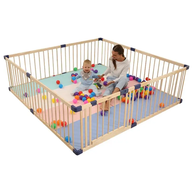 Extra-Large Kids Play Fence Folded For Babies Baby Wooden Playpen