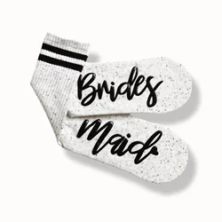Socksmate Custom letter writing socks funny women anti-slip silicone wedding the bride maid of honor cotton crew cozy game socks