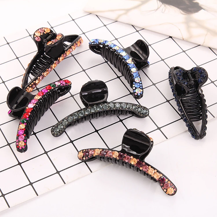 High quality rhinestone grab clip for women  PC hair claw clip shiny fancy hair accessories