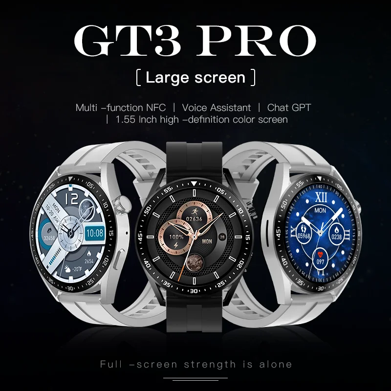 Reloj smart watch GT3 pro 1.53inch round wireless charger Dynamic dial men watches for sport wallet Chat GPT GT3pro smartwatch