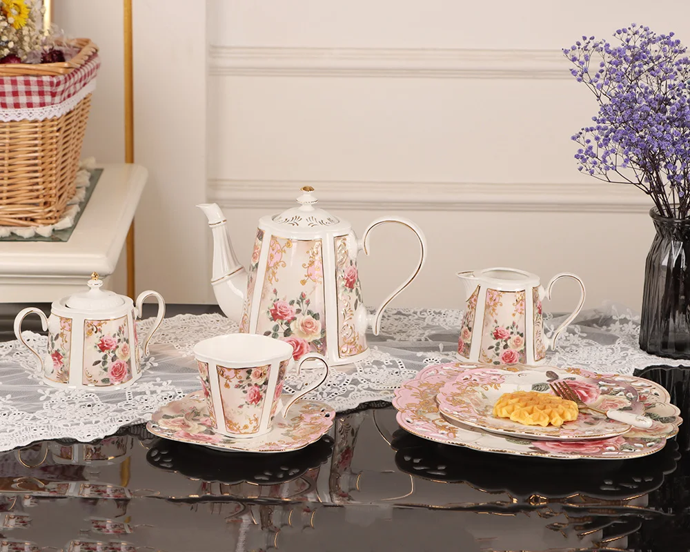 2023 luxury new bone china bone china handmade ceramic cup tea coffee sugar canister set afternoon tea