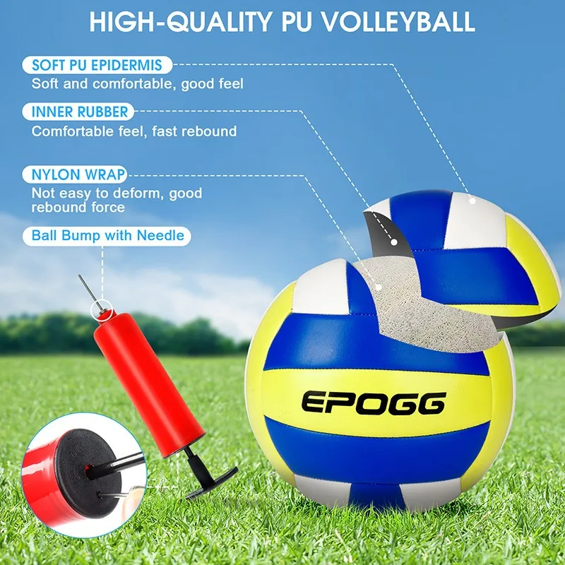 Portable volleyball kit full set with PE net  soft match volleyball and carring bag Official size volleyball jarsi set