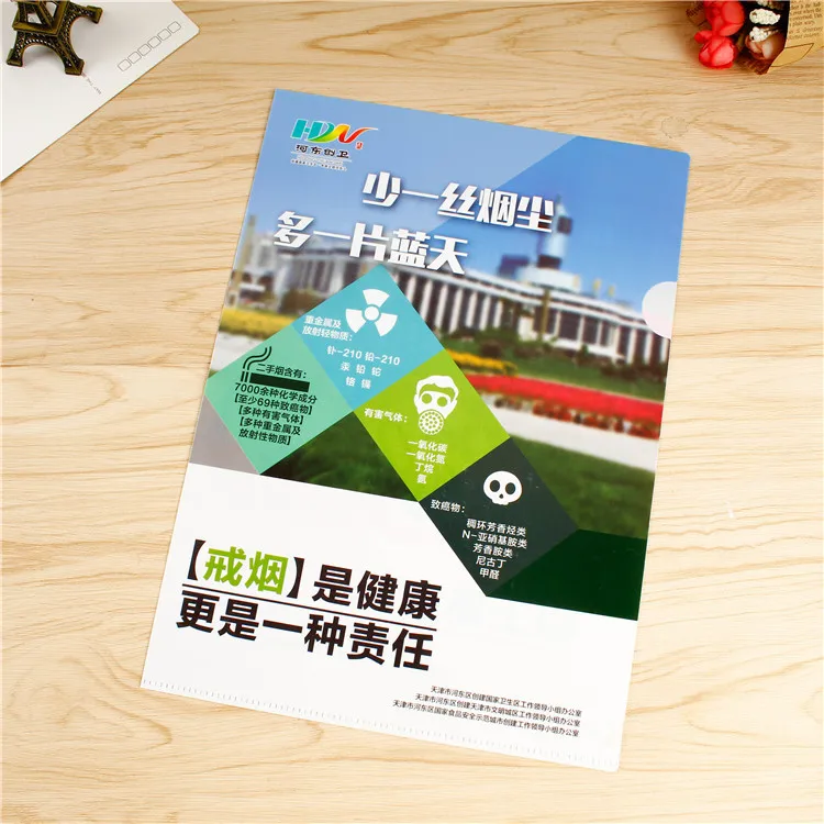 L-Type Customized Design Print LOGO A4 Document PP Plastic File Folders Sheet Protector