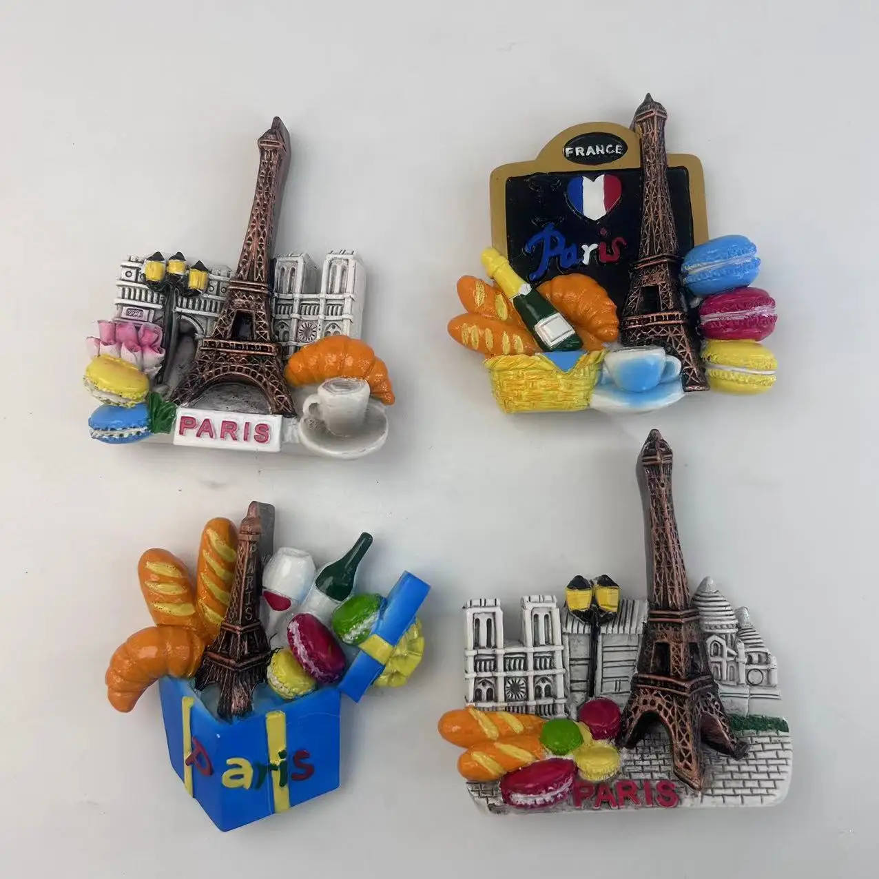 Paris unique Eiffel Tower food flower  hand painting souvenir tourist custimization resin  fridge magnet