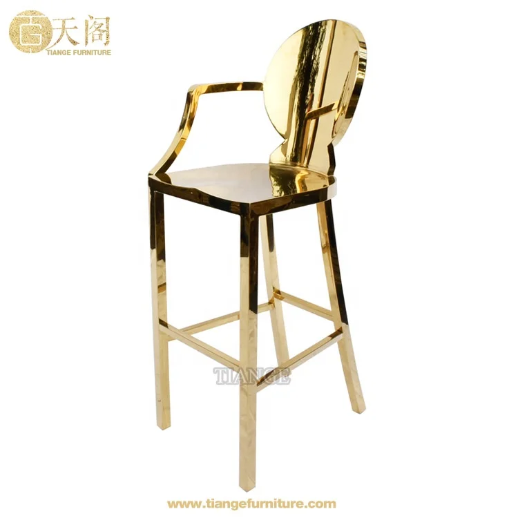 Midcentury современная мебель золото металл одна рука призрак барный стул