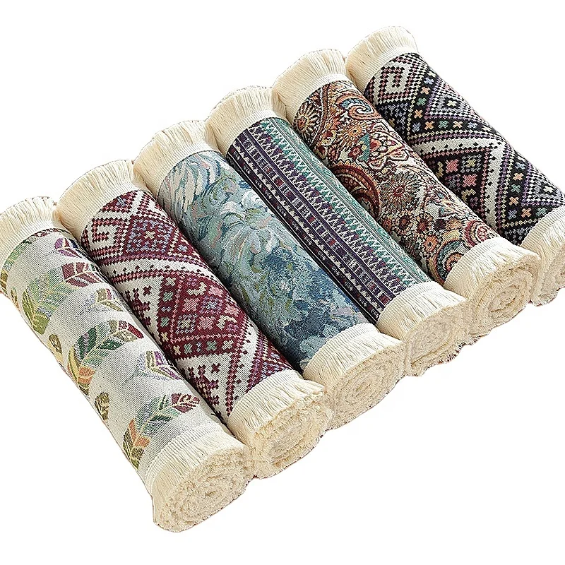 Boho Table Runner Cotton Linen Fabric with Tassel Exquisite Bohemian Design-F Rustic Farmhouse Table Runner