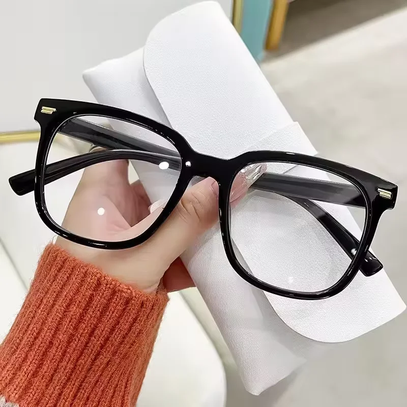 Rivet square frame computer anti blue glasses Fashion women transparent computer frame blue anti light glasses men glasses