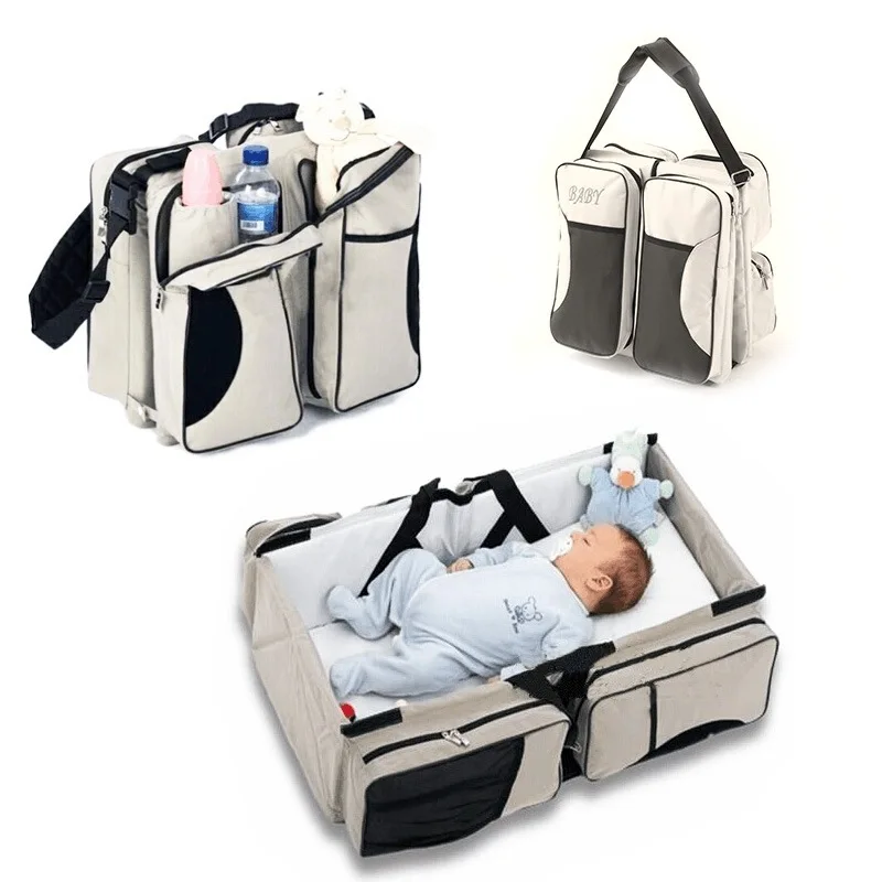 
2020 Portable outdoor Multifunctional Backpack Baby changing set baby bags for mother mummy baby travel bed diaper bag 