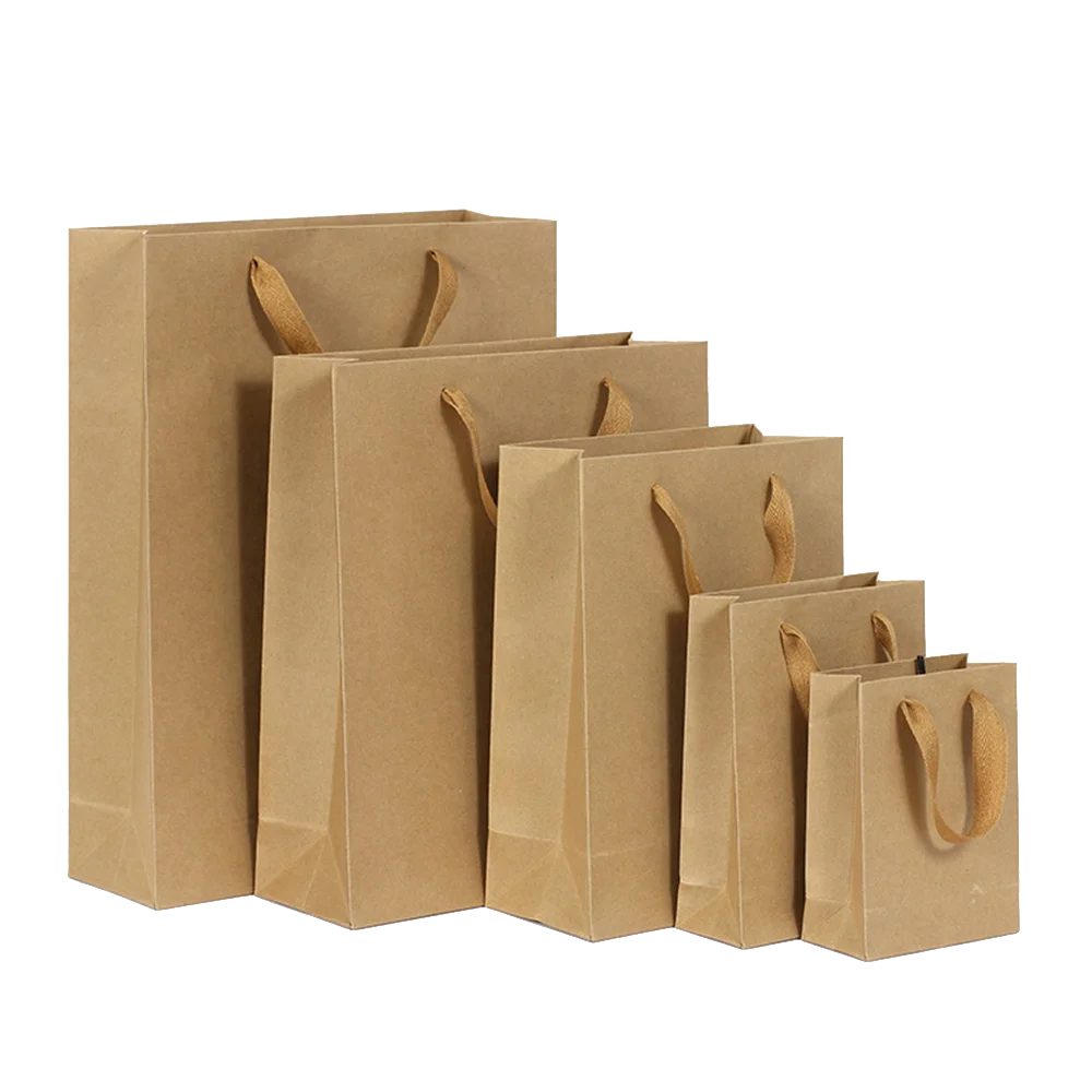 White Color Competitive Price Gift Paper Bags Recycle Material Ribbon Handle Custom Shopping Kraft Paper Bag With Your Own Logo