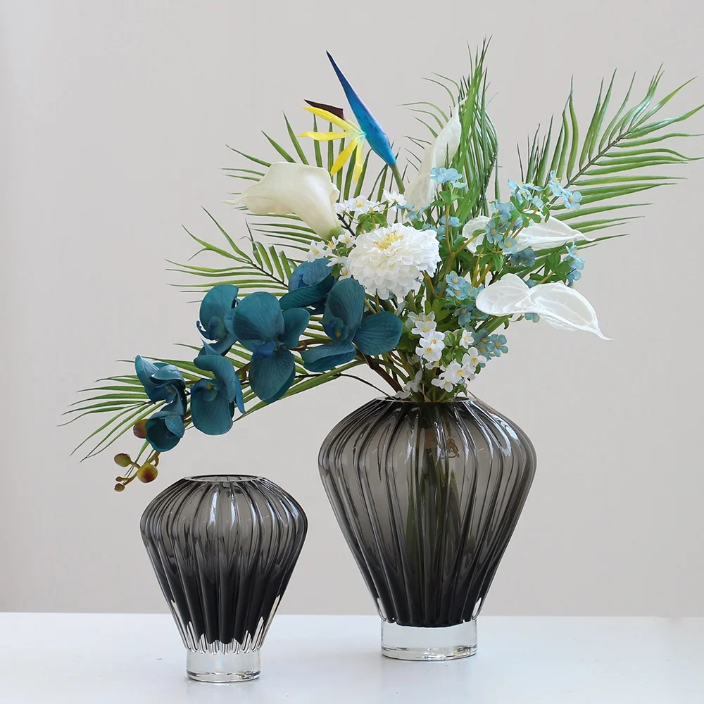 Bixuan Handblown Solid Color Glass Flower Arrangement Vase Unique Colorful Hot Balloon Shape Table Decor Centerpiece Vases