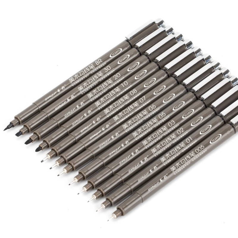 Professional Drawing Pens Pigment Line Markers Art Dual Tip Brush Pens