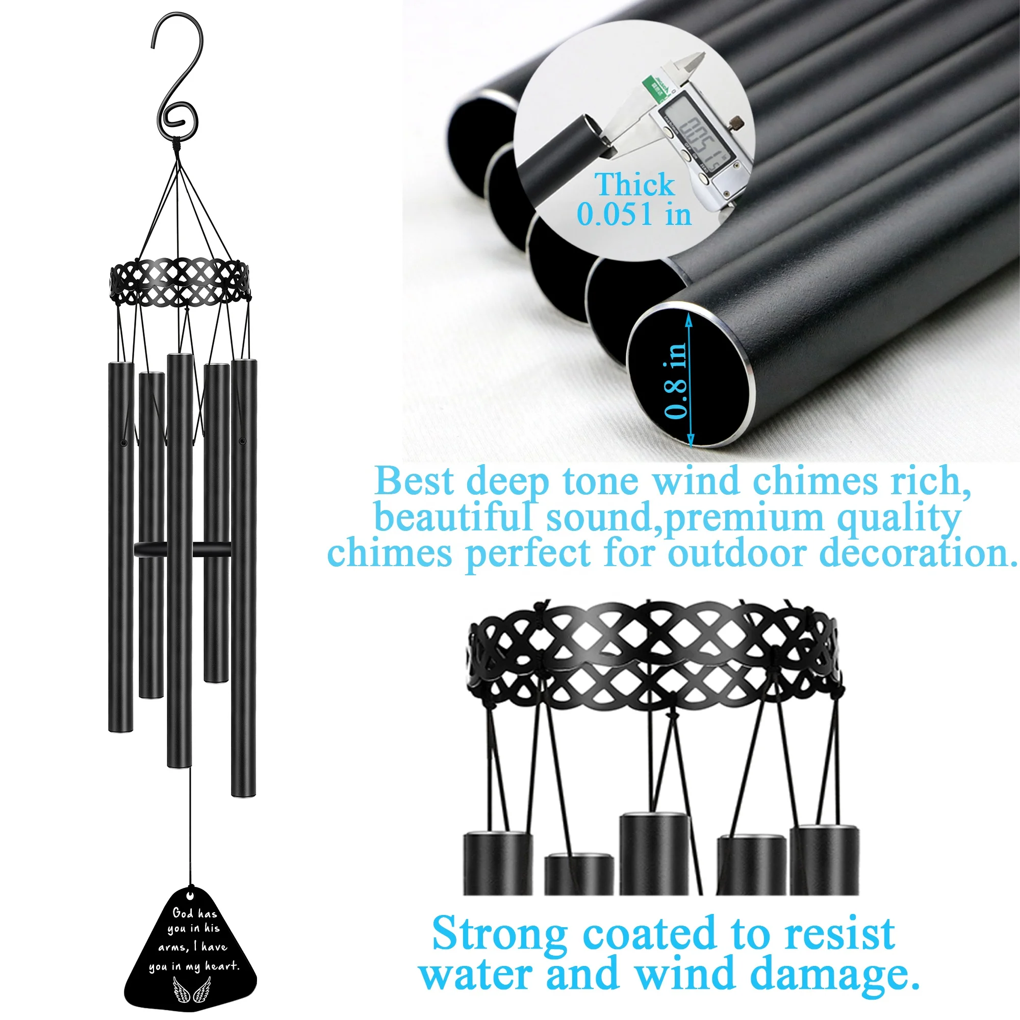 Memorial Wind Chimes for Loss of Loved One Sympathy Gifts Windchimes Rememberance Outside Garden