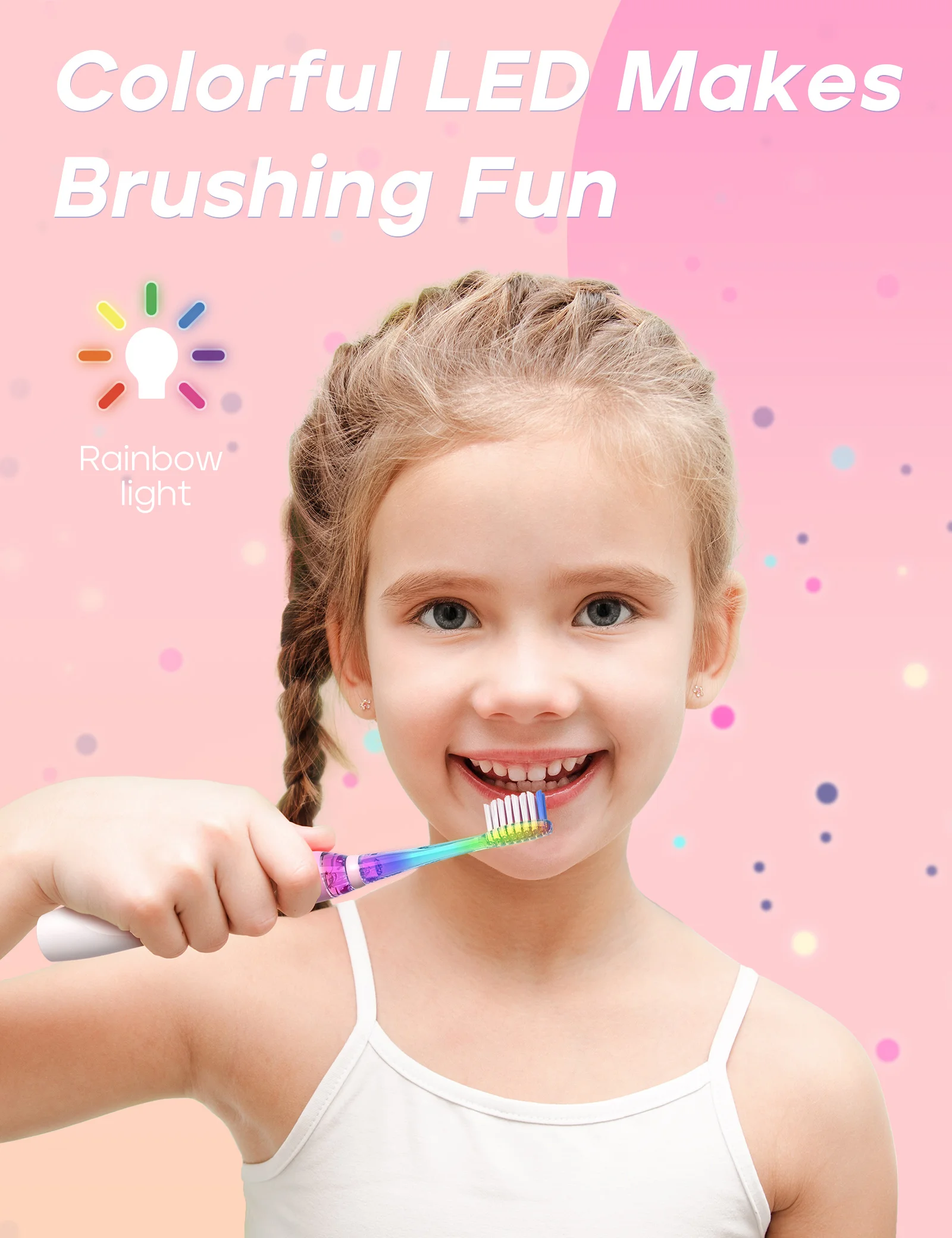 Seago SG-977 Colorful LED Light 2 Minutes Auto-Timer Kids Child Battery Sonic Electric Toothbrush With IPX7 Waterproof