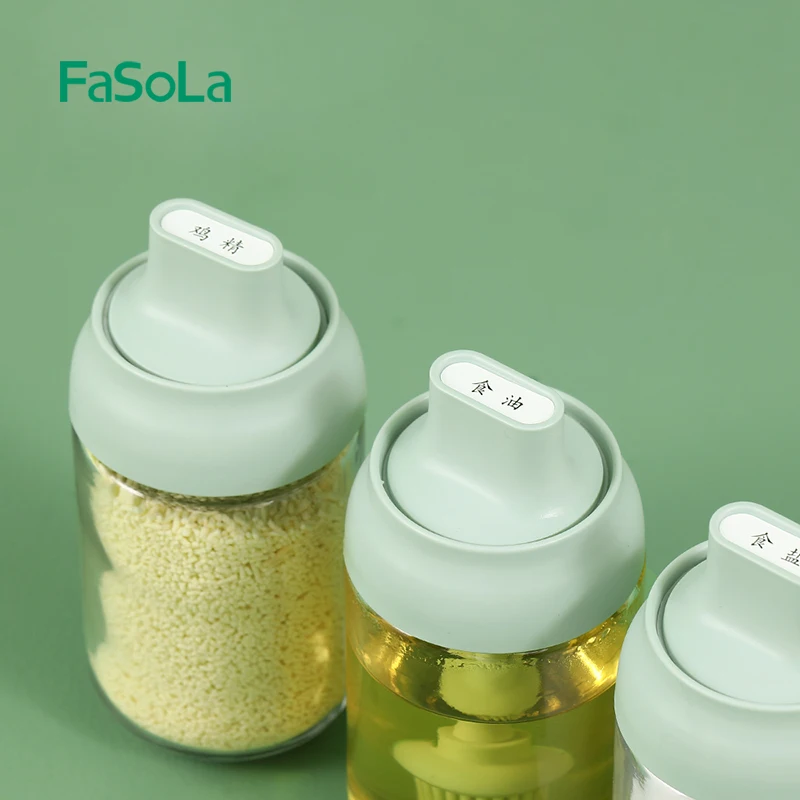 Диспенсер FaSoLa для специй шейкер соли и перца с силиконовой ложкой стеклянная банка масла щеткой 250 мл кухонные