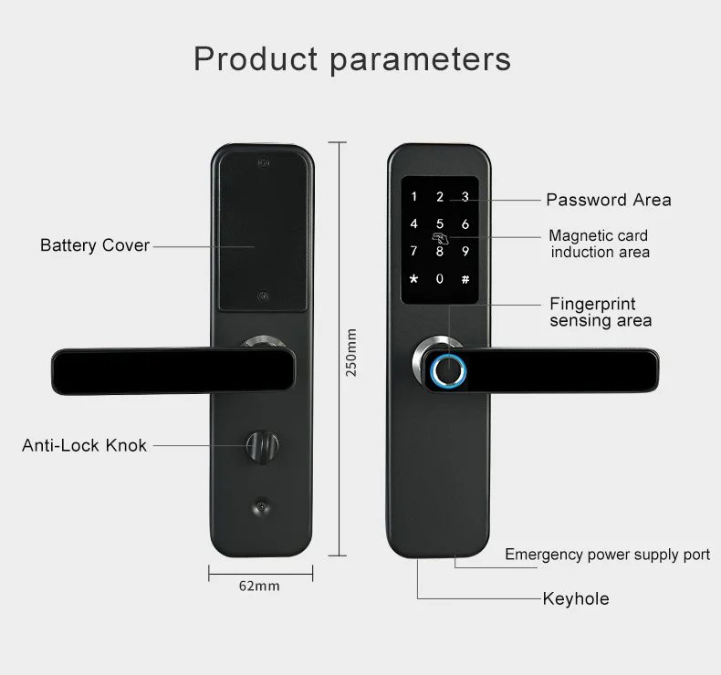Home Electronic Tuya Tt Lock App Wifi Smart Digital Multi point Biometric Fingerprint Radio Frequency Door Lock 2022\n
