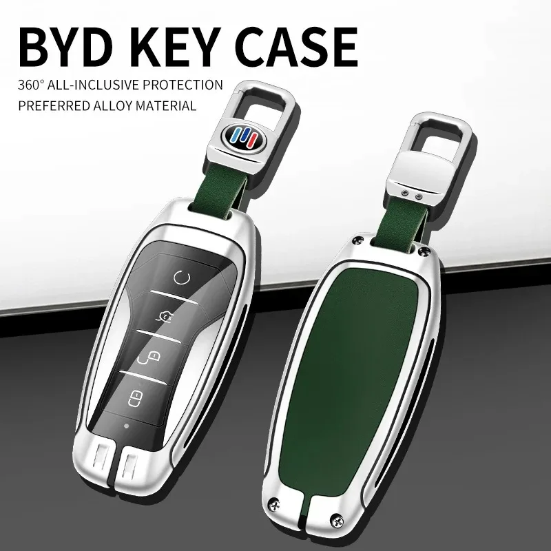 Cowhide Metal Car Keys Bag Cover Keychain Car Key Case For BYD Car Key Accessories