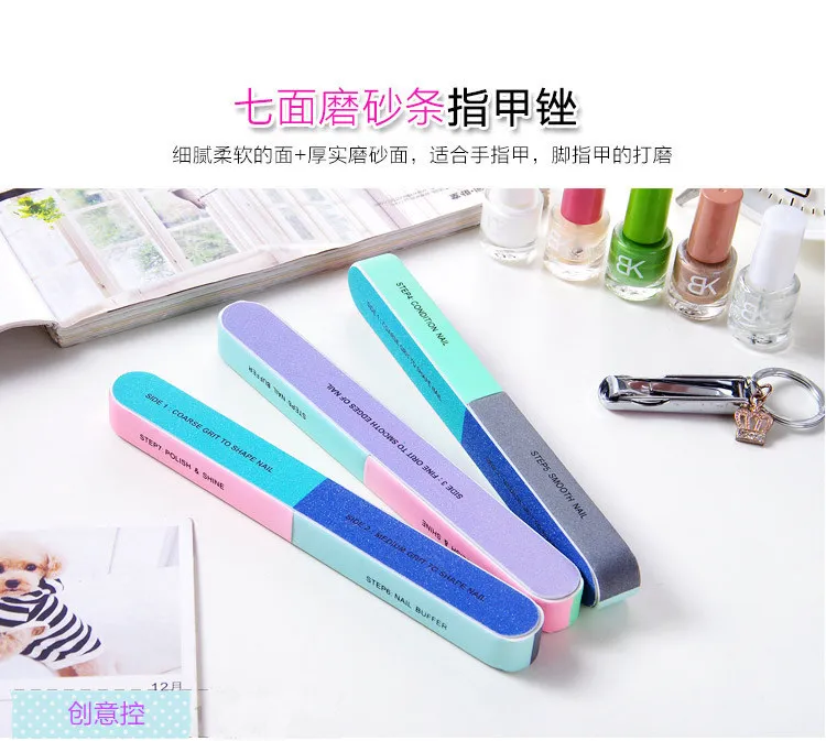 Wholesale Hot Sale New Creative Printed Nail File Buffer 7 Sides Polishing For Custom Nail Buffer