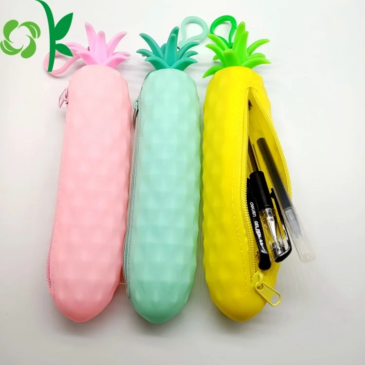 OKSILICONE Wholesale Students Waterproof Stationery Silicone Pencil Case Cute Custom Designs Silicon Pen Holder Case